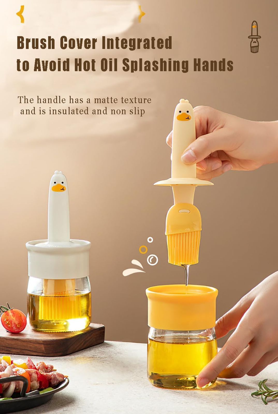 2in1 Silicon Duck Oil Brush + Storage