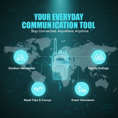 Long-Range Walkie Talkie 16 Channel, Portable Two-Way Radio Set (Black, Pack of 2)