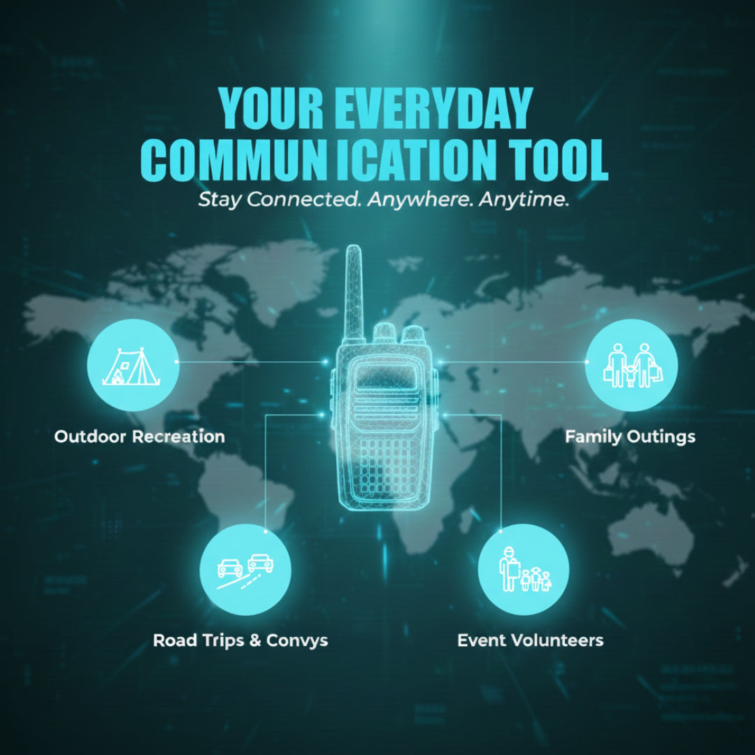 Long-Range Walkie Talkie 16 Channel, Portable Two-Way Radio Set (Black, Pack of 2)